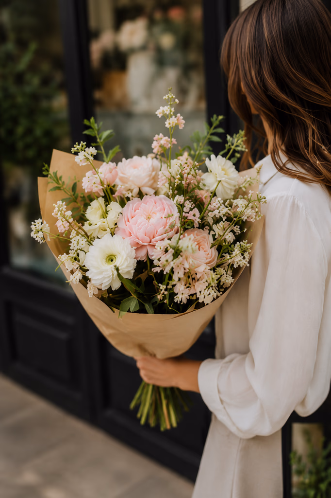 Bó hoa được chuẩn bị cho khách hàng
